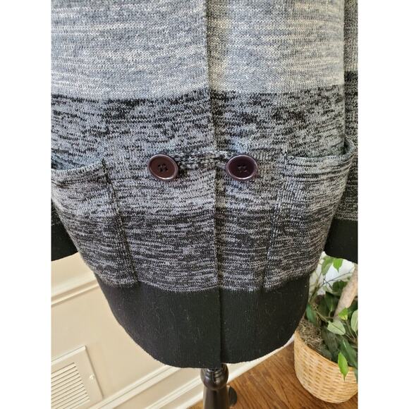 AVA Women's Gray Polyester Long Sleeve Buttons Front Knit Cardigan Sweater S - Picture 4 of 12